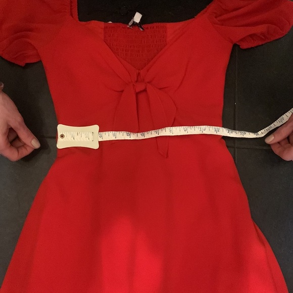 Gianni Bini Ivy Tie Front Puff Sleeve Red Mini Dress NEW - Picture 13 of 14